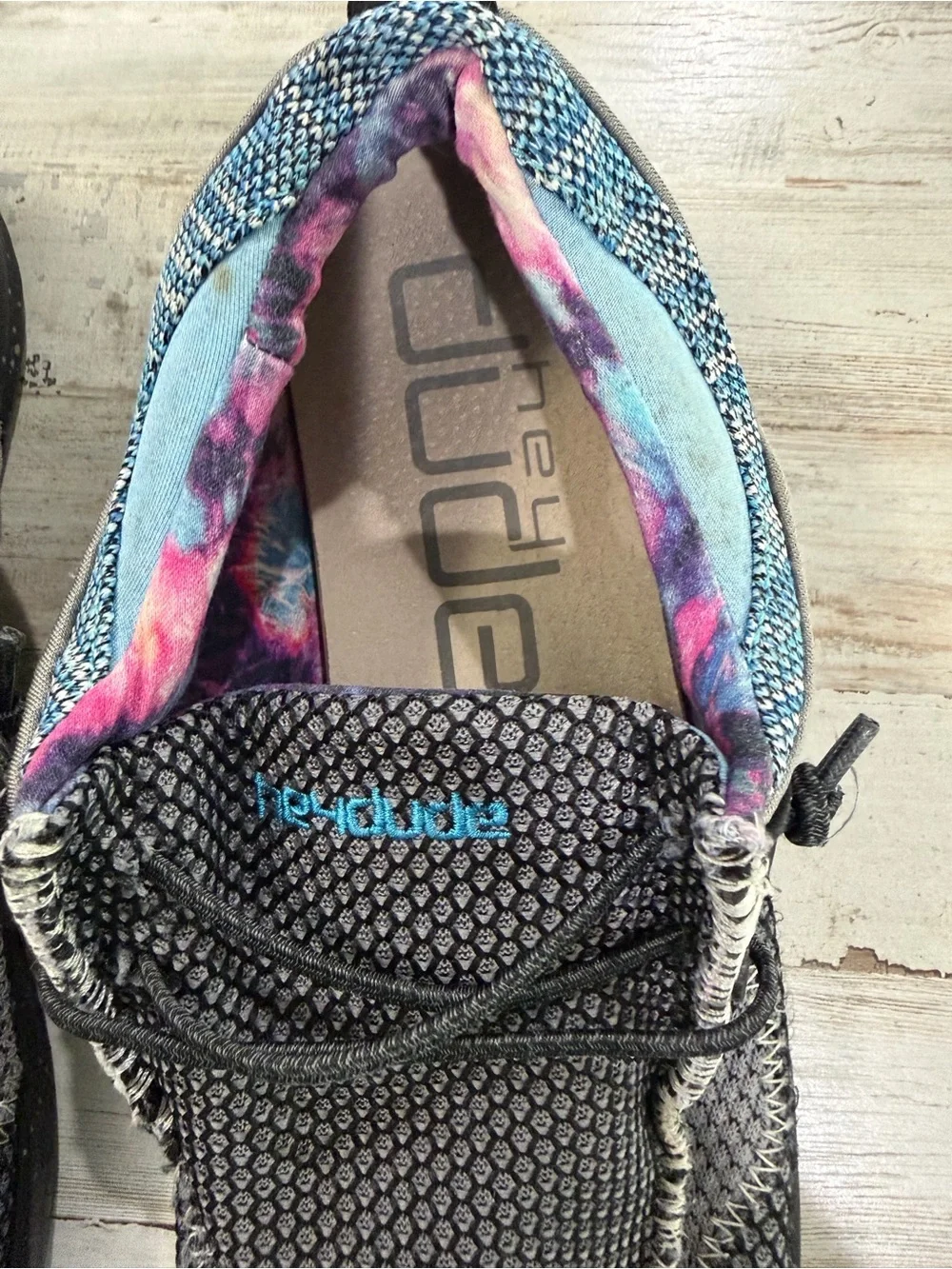 Hey Dude Wally Storm Space Dye Men’s Size 10 Black Blue Slip On Shoes